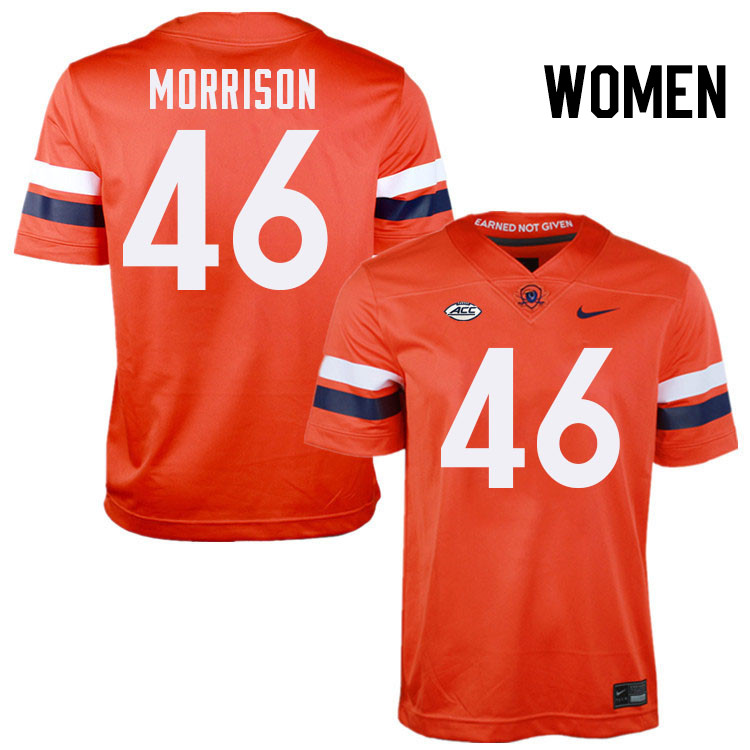 Women Virginia Cavaliers #46 Chase Morrison College Football Jerseys Stitched-Orange
